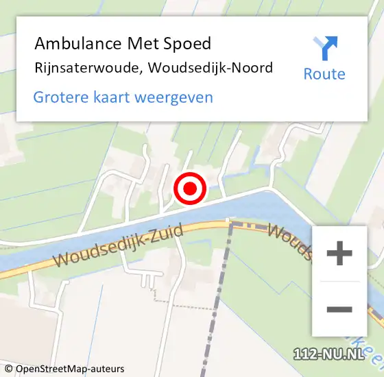 Locatie op kaart van de 112 melding: Ambulance Met Spoed Naar Rijnsaterwoude, Woudsedijk-Noord op 26 februari 2023 16:50