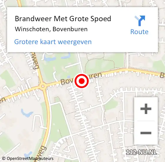 Locatie op kaart van de 112 melding: Brandweer Met Grote Spoed Naar Winschoten, Bovenburen op 27 februari 2023 03:05
