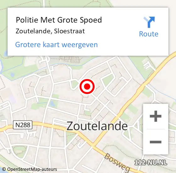 Locatie op kaart van de 112 melding: Politie Met Grote Spoed Naar Zoutelande, Sloestraat op 27 februari 2023 08:05