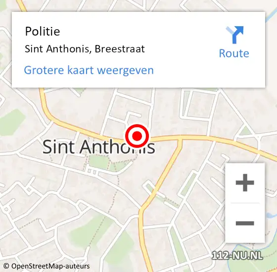Locatie op kaart van de 112 melding: Politie Sint Anthonis, Breestraat op 27 februari 2023 08:14