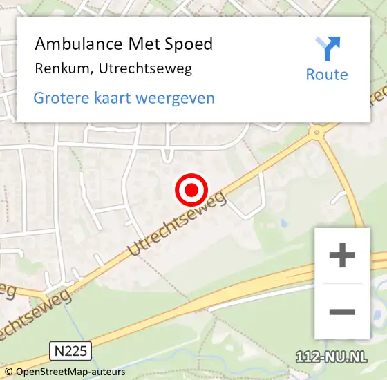 Locatie op kaart van de 112 melding: Ambulance Met Spoed Naar Renkum, Utrechtseweg op 27 februari 2023 09:18