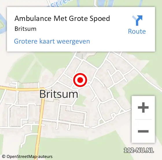 Locatie op kaart van de 112 melding: Ambulance Met Grote Spoed Naar Britsum op 27 februari 2023 09:54