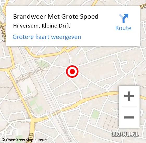 Locatie op kaart van de 112 melding: Brandweer Met Grote Spoed Naar Hilversum, Kleine Drift op 27 februari 2023 10:50