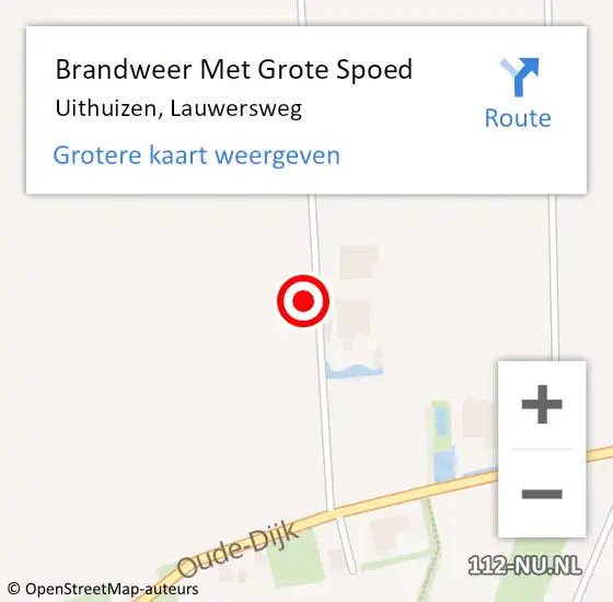 Locatie op kaart van de 112 melding: Brandweer Met Grote Spoed Naar Uithuizen, Lauwersweg op 27 februari 2023 11:40