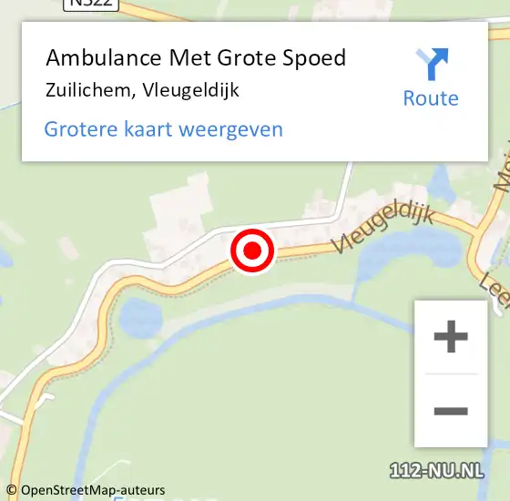 Locatie op kaart van de 112 melding: Ambulance Met Grote Spoed Naar Zuilichem, Vleugeldijk op 27 februari 2023 11:49