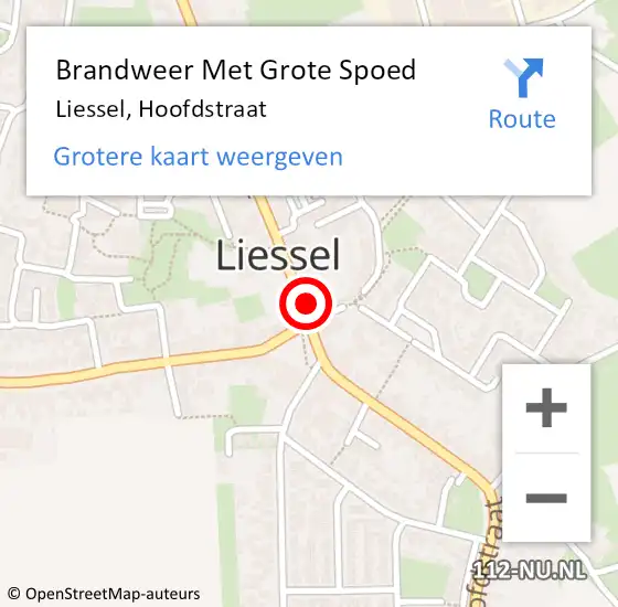 Locatie op kaart van de 112 melding: Brandweer Met Grote Spoed Naar Liessel, Hoofdstraat op 27 februari 2023 13:28