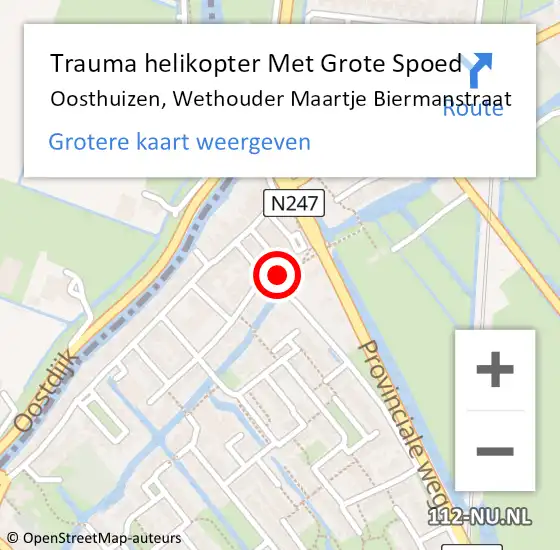 Locatie op kaart van de 112 melding: Trauma helikopter Met Grote Spoed Naar Oosthuizen, Wethouder Maartje Biermanstraat op 27 februari 2023 13:31
