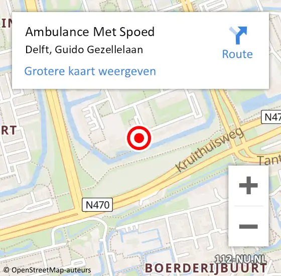 Locatie op kaart van de 112 melding: Ambulance Met Spoed Naar Delft, Guido Gezellelaan op 27 februari 2023 14:59