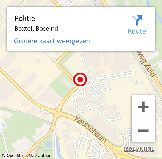 Locatie op kaart van de 112 melding: Politie Boxtel, Boseind op 27 februari 2023 15:47