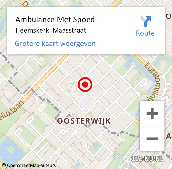 Locatie op kaart van de 112 melding: Ambulance Met Spoed Naar Heemskerk, Maasstraat op 27 februari 2023 17:51