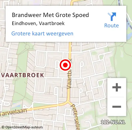 Locatie op kaart van de 112 melding: Brandweer Met Grote Spoed Naar Eindhoven, Vaartbroek op 27 februari 2023 18:10