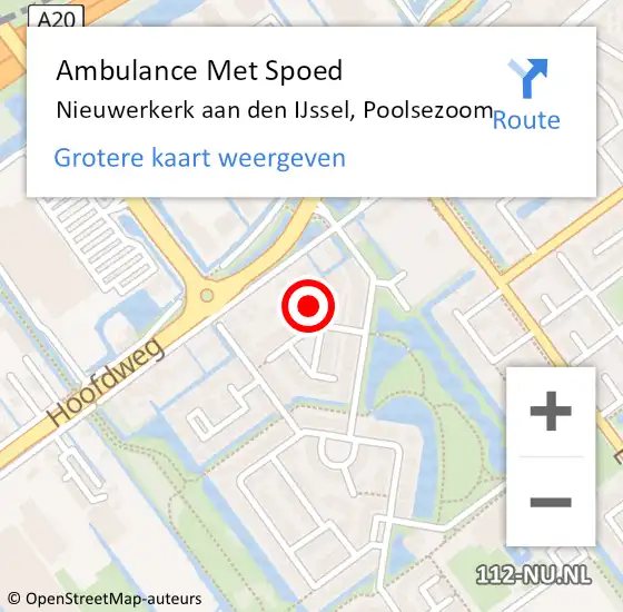Locatie op kaart van de 112 melding: Ambulance Met Spoed Naar Nieuwerkerk aan den IJssel, Poolsezoom op 27 februari 2023 18:18