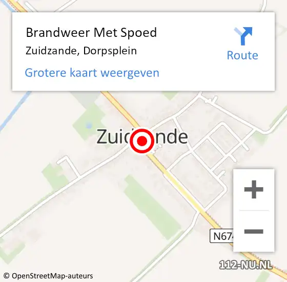 Locatie op kaart van de 112 melding: Brandweer Met Spoed Naar Zuidzande, Dorpsplein op 27 februari 2023 20:08