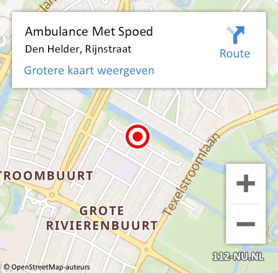 Locatie op kaart van de 112 melding: Ambulance Met Spoed Naar Den Helder, Rijnstraat op 27 februari 2023 20:34