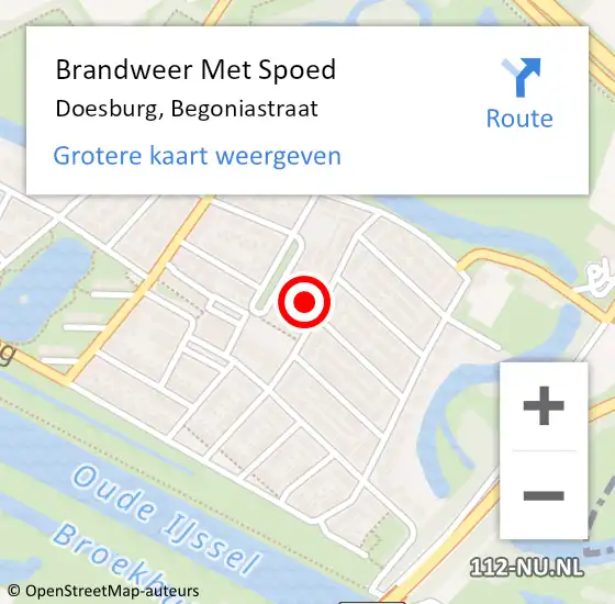 Locatie op kaart van de 112 melding: Brandweer Met Spoed Naar Doesburg, Begoniastraat op 28 februari 2023 07:53