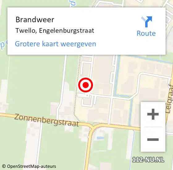 Locatie op kaart van de 112 melding: Brandweer Twello, Engelenburgstraat op 28 februari 2023 09:01