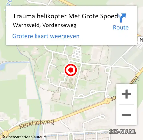 Locatie op kaart van de 112 melding: Trauma helikopter Met Grote Spoed Naar Warnsveld, Vordenseweg op 28 februari 2023 09:54