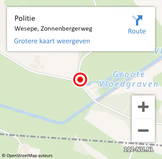 Locatie op kaart van de 112 melding: Politie Wesepe, Zonnenbergerweg op 28 februari 2023 10:13