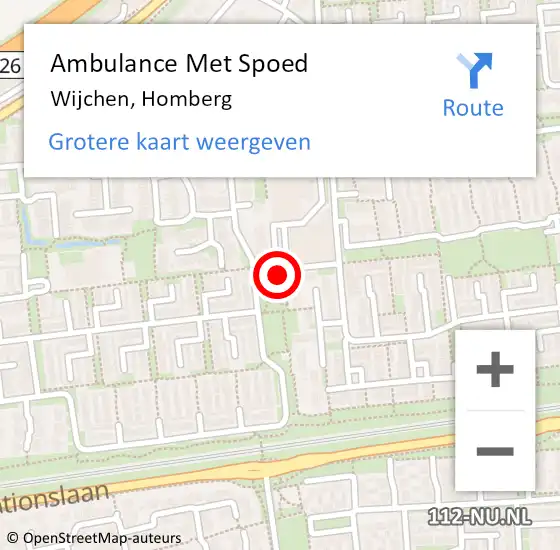 Locatie op kaart van de 112 melding: Ambulance Met Spoed Naar Wijchen, Homberg op 28 februari 2023 11:16