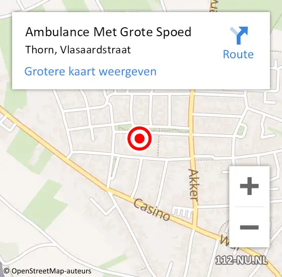 Locatie op kaart van de 112 melding: Ambulance Met Grote Spoed Naar Thorn, Vlasaardstraat op 28 februari 2023 12:44