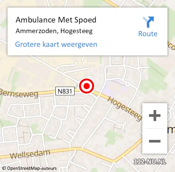 Locatie op kaart van de 112 melding: Ambulance Met Spoed Naar Ammerzoden, Hogesteeg op 28 februari 2023 14:22