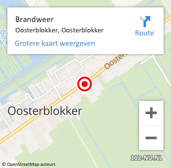 Locatie op kaart van de 112 melding: Brandweer Oosterblokker, Oosterblokker op 28 februari 2023 14:26