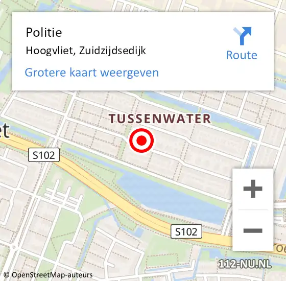 Locatie op kaart van de 112 melding: Politie Hoogvliet, Zuidzijdsedijk op 28 februari 2023 14:47