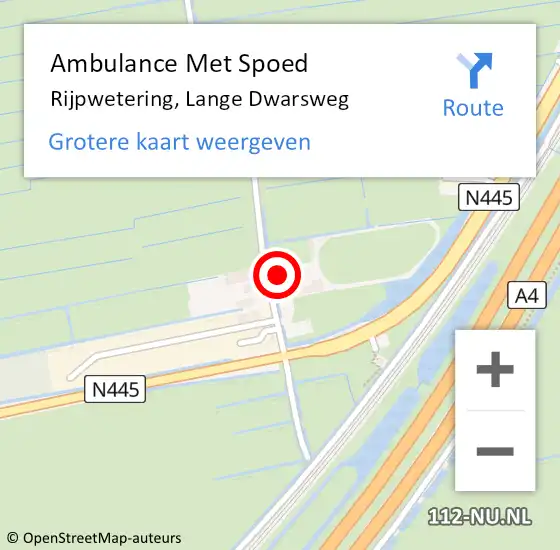 Locatie op kaart van de 112 melding: Ambulance Met Spoed Naar Rijpwetering, Lange Dwarsweg op 28 februari 2023 17:12