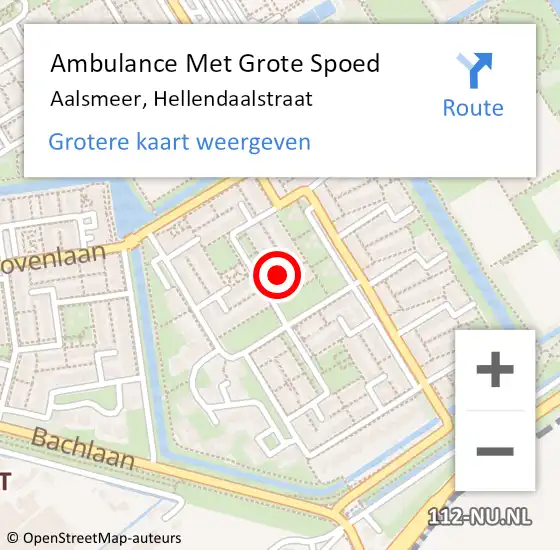 Locatie op kaart van de 112 melding: Ambulance Met Grote Spoed Naar Aalsmeer, Hellendaalstraat op 28 februari 2023 20:40