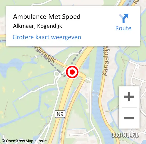 Locatie op kaart van de 112 melding: Ambulance Met Spoed Naar Alkmaar, Kogendijk op 17 augustus 2014 11:00