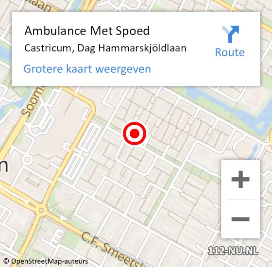 Locatie op kaart van de 112 melding: Ambulance Met Spoed Naar Castricum, Dag Hammarskjöldlaan op 28 februari 2023 22:33