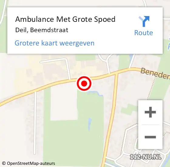 Locatie op kaart van de 112 melding: Ambulance Met Grote Spoed Naar Deil, Beemdstraat op 1 maart 2023 04:34