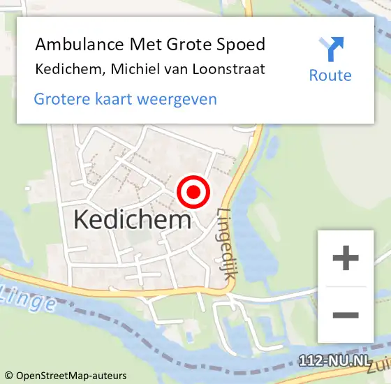Locatie op kaart van de 112 melding: Ambulance Met Grote Spoed Naar Kedichem, Michiel van Loonstraat op 1 maart 2023 05:56