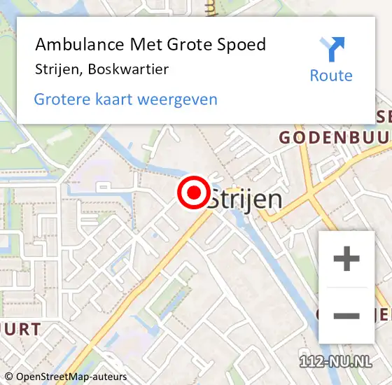 Locatie op kaart van de 112 melding: Ambulance Met Grote Spoed Naar Strijen, Boskwartier op 1 maart 2023 06:22