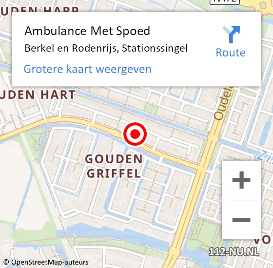 Locatie op kaart van de 112 melding: Ambulance Met Spoed Naar Berkel en Rodenrijs, Stationssingel op 1 maart 2023 07:25