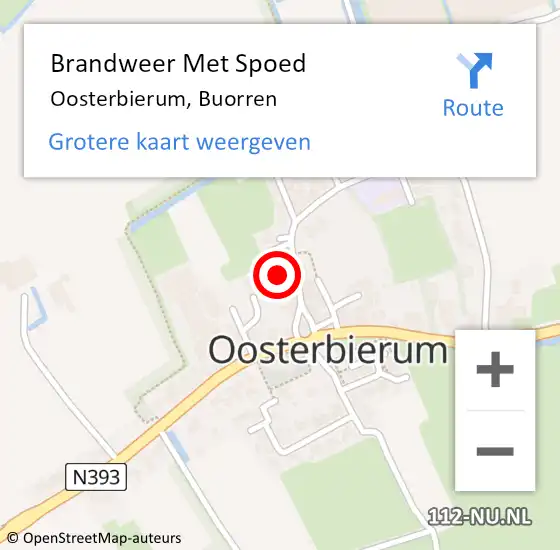Locatie op kaart van de 112 melding: Brandweer Met Spoed Naar Oosterbierum, Buorren op 1 maart 2023 07:51