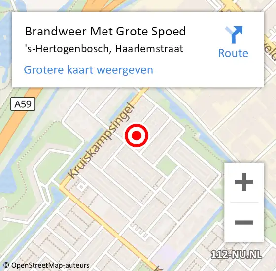 Locatie op kaart van de 112 melding: Brandweer Met Grote Spoed Naar 's-Hertogenbosch, Haarlemstraat op 1 maart 2023 08:42