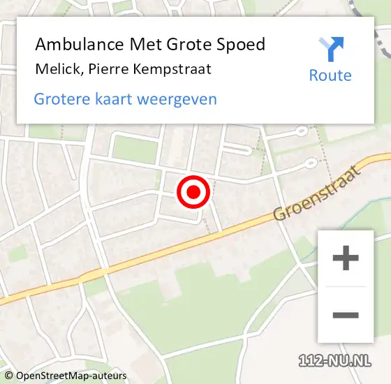Locatie op kaart van de 112 melding: Ambulance Met Grote Spoed Naar Melick, Pierre Kempstraat op 1 maart 2023 09:04