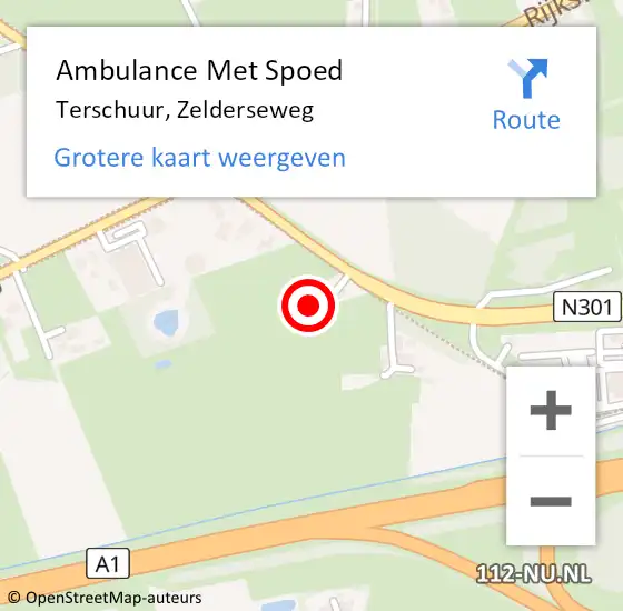 Locatie op kaart van de 112 melding: Ambulance Met Spoed Naar Terschuur, Zelderseweg op 1 maart 2023 09:16