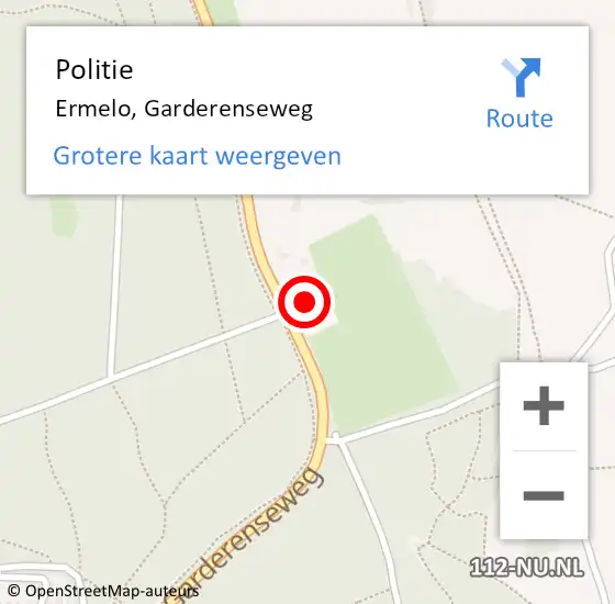 Locatie op kaart van de 112 melding: Politie Ermelo, Garderenseweg op 1 maart 2023 13:19