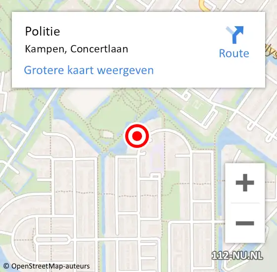 Locatie op kaart van de 112 melding: Politie Kampen, Concertlaan op 1 maart 2023 15:12
