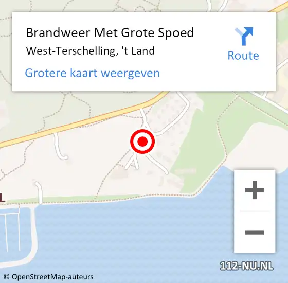Locatie op kaart van de 112 melding: Brandweer Met Grote Spoed Naar West-Terschelling, 't Land op 1 maart 2023 17:53