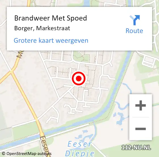 Locatie op kaart van de 112 melding: Brandweer Met Spoed Naar Borger, Markestraat op 1 maart 2023 17:54