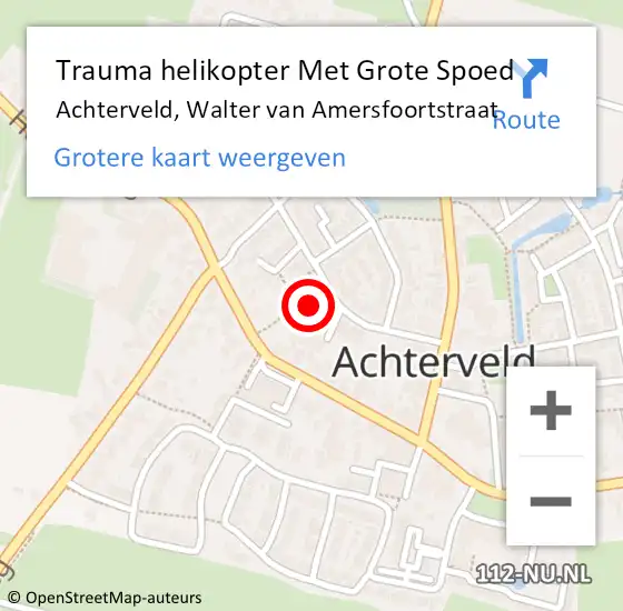 Locatie op kaart van de 112 melding: Trauma helikopter Met Grote Spoed Naar Achterveld, Walter van Amersfoortstraat op 1 maart 2023 18:14