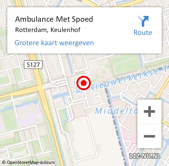Locatie op kaart van de 112 melding: Ambulance Met Spoed Naar Rotterdam, Keulenhof op 1 maart 2023 18:16