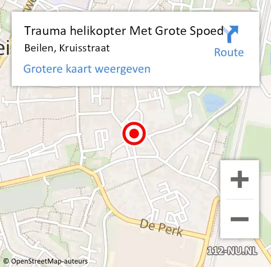 Locatie op kaart van de 112 melding: Trauma helikopter Met Grote Spoed Naar Beilen, Kruisstraat op 1 maart 2023 19:31