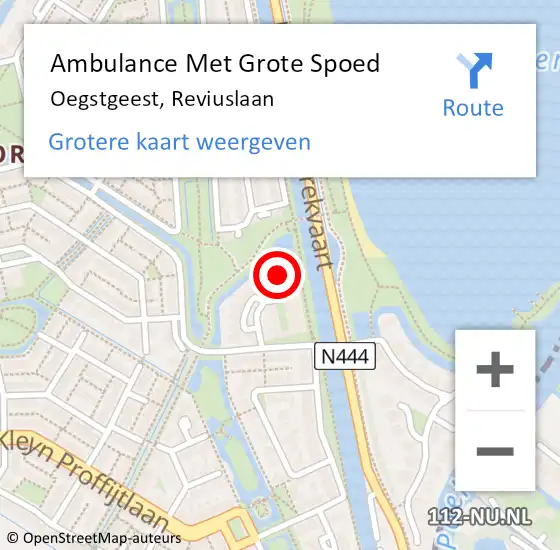 Locatie op kaart van de 112 melding: Ambulance Met Grote Spoed Naar Oegstgeest, Reviuslaan op 1 maart 2023 19:45