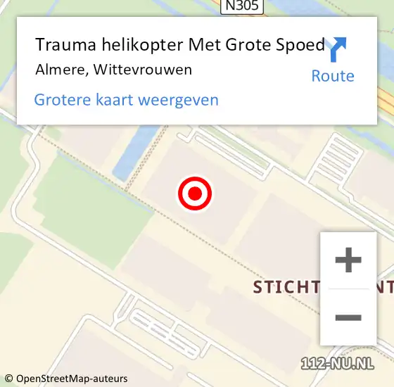 Locatie op kaart van de 112 melding: Trauma helikopter Met Grote Spoed Naar Almere, Wittevrouwen op 2 maart 2023 05:48