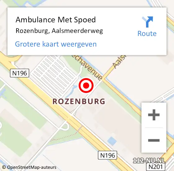Locatie op kaart van de 112 melding: Ambulance Met Spoed Naar Rozenburg, Aalsmeerderweg op 2 maart 2023 07:25
