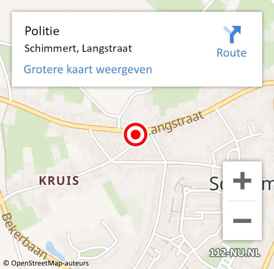 Locatie op kaart van de 112 melding: Politie Schimmert, Langstraat op 2 maart 2023 08:03